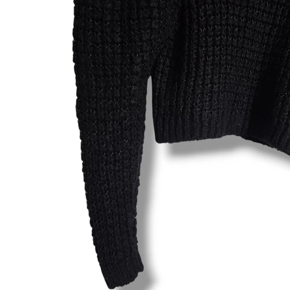 ZARA Women's Black Wool Blend Knit Mock Neck Crop Sweater - Picture 14 of 16
